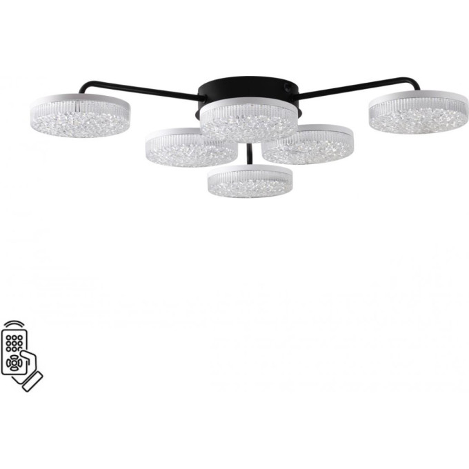 Люстра потолочная LUMION DIDANA 8236/6CL LEDIO LN25 000 с пультом ДУ LED 85W 3000-6000К 220V черный, металл/акрил