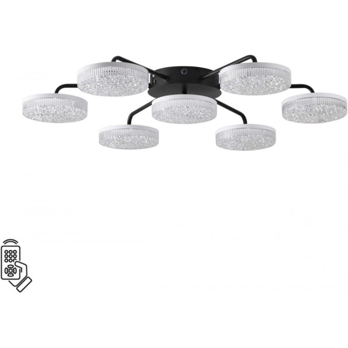 Люстра потолочная LUMION DIDANA 8236/7CL LEDIO LN25 000 с пультом ДУ LED 90W 3000-6000К 220V черный, металл/акрил