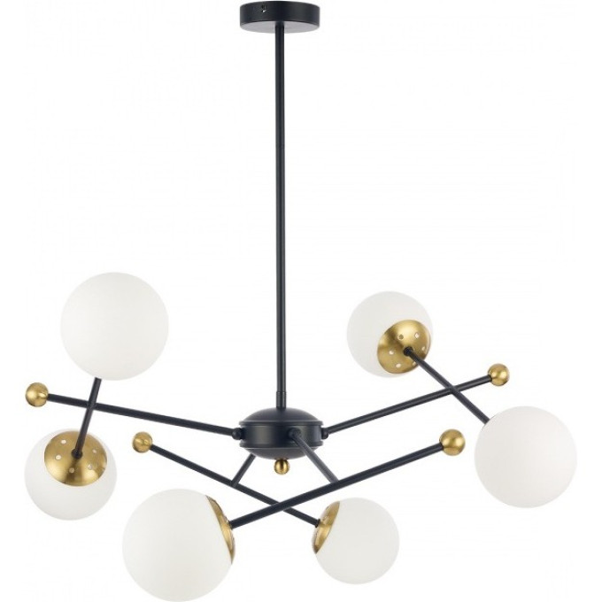 Люстра потолочная LUMION MELODY 6581/6 MODERNI LN24 E14 6*40W 220V черный, золотой/белый металл/стекло