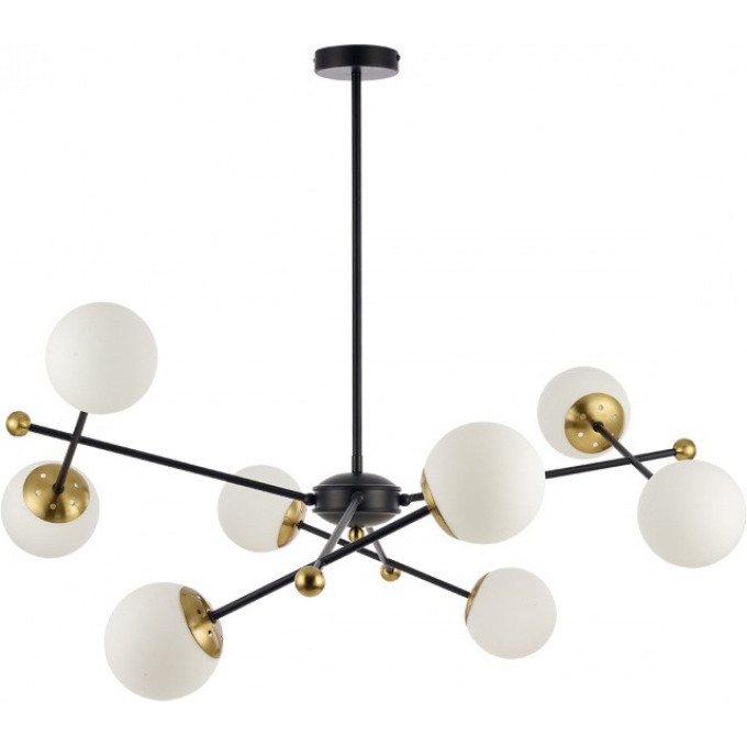 Люстра потолочная LUMION MELODY 6581/8 MODERNI LN24 E14 8*40W 220V черный, золотой/белый металл/стекло